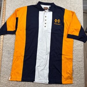 TSI Michigan Wolverines Polo Mens XL Navy Yellow Colorblock Excellent NCAA Shirt